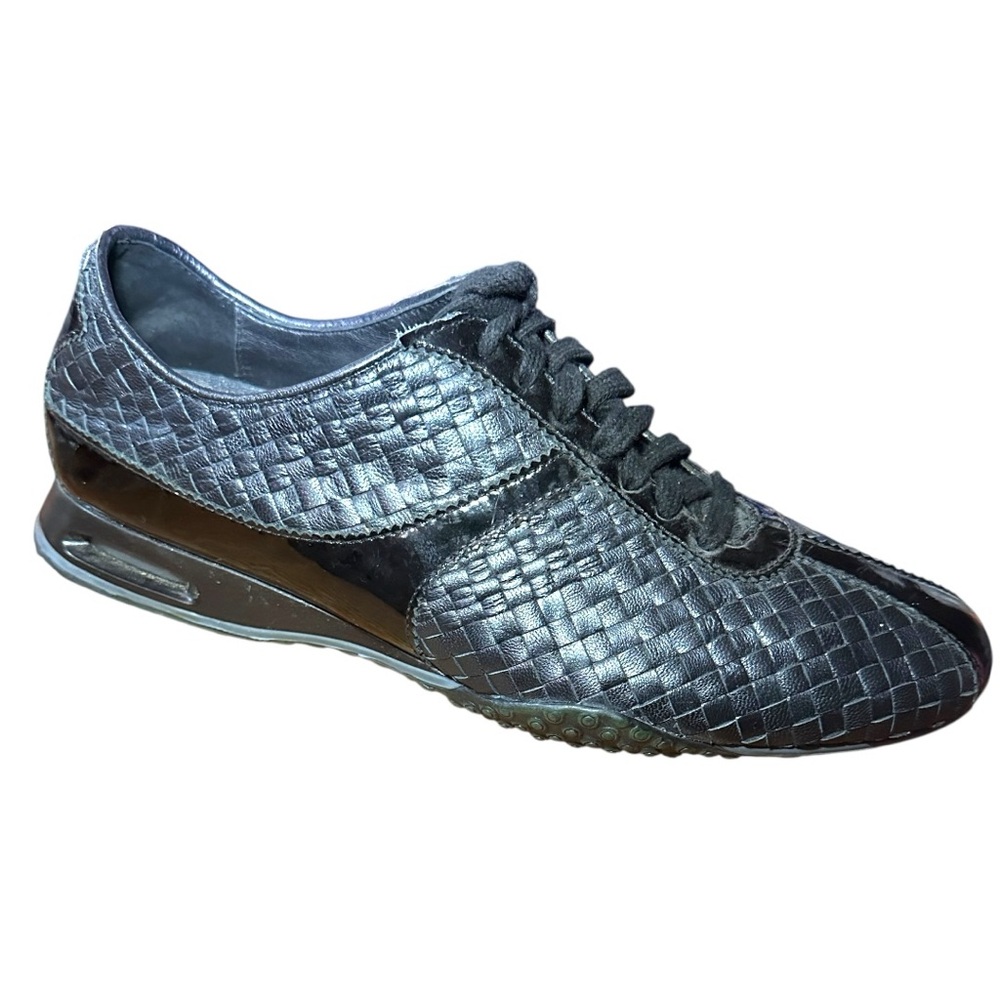 Cole Haan Woven Leather Sneakers Black Comfort Lace Up WM’s size 10